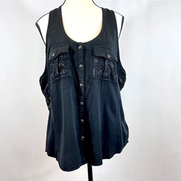 Harley Davidson tank top mesh lace accent woven black women XL - Picture 2 of 10